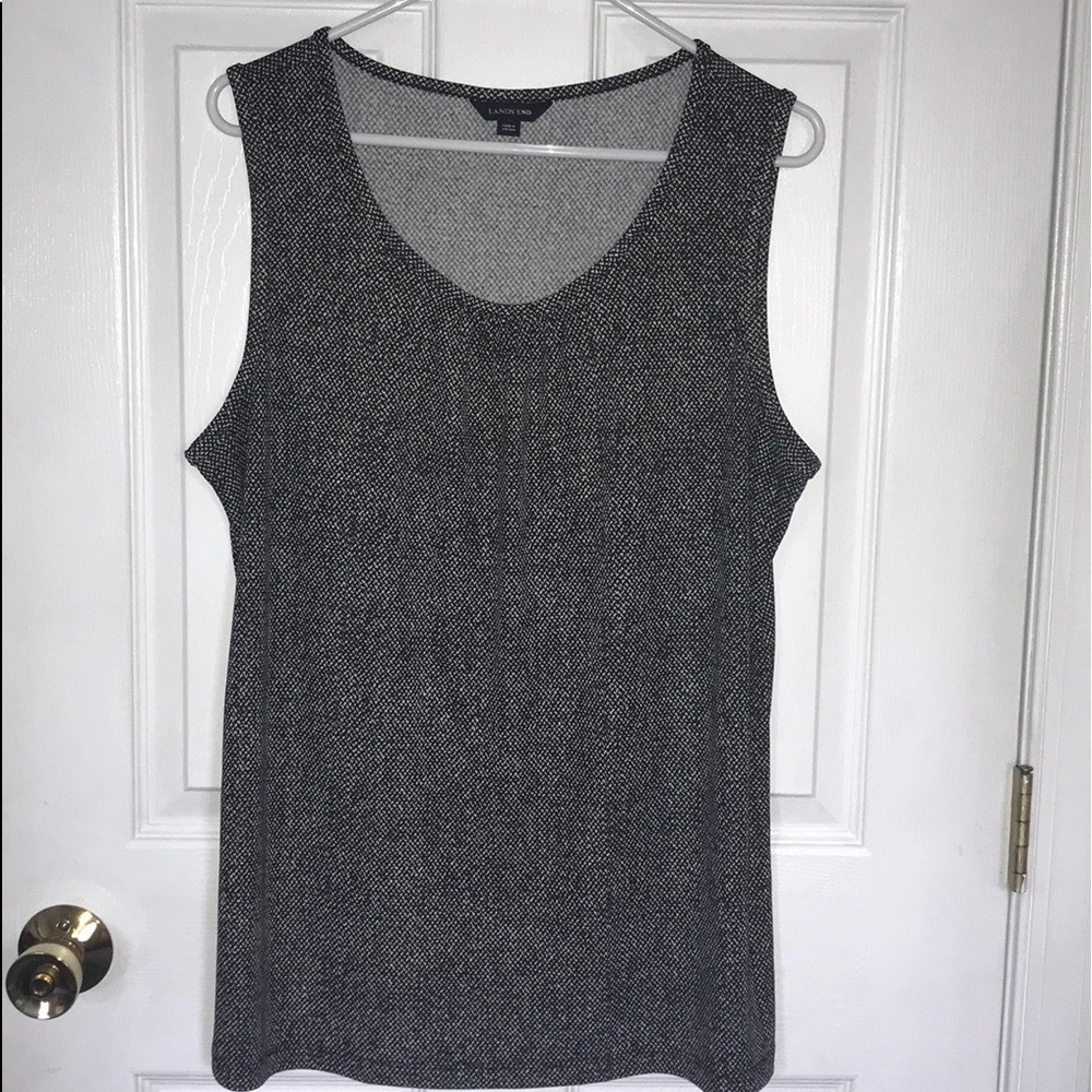 Lands’ End Black and white sleeveless top XL